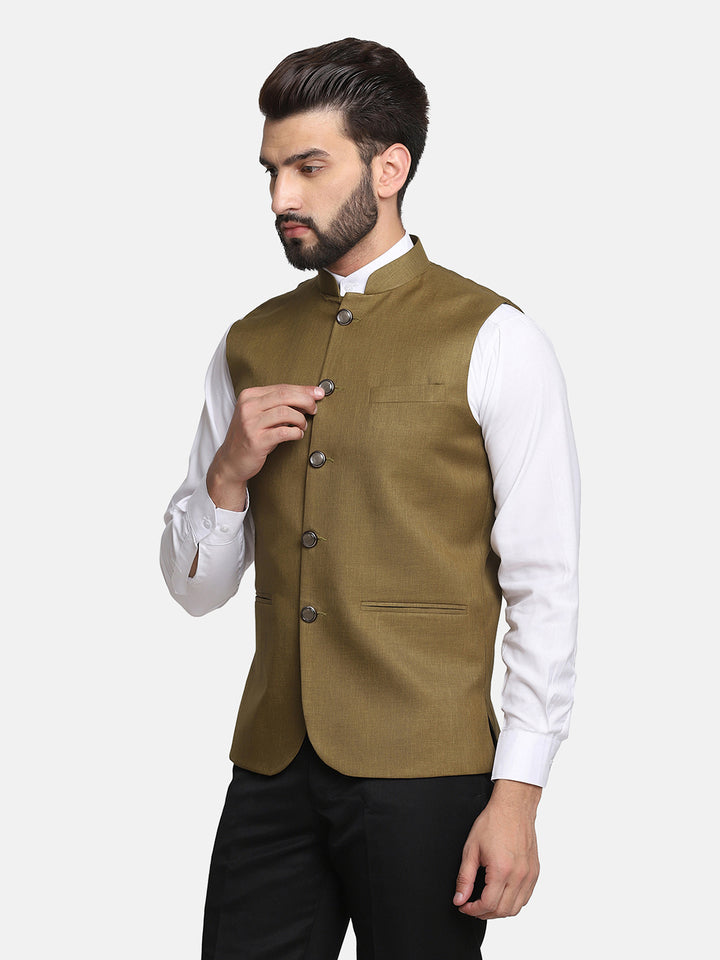 Men Green Nehru Jacket - Tahvo India