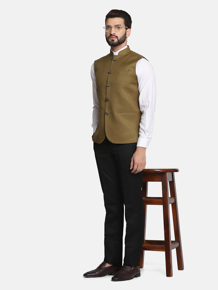 Men Green Nehru Jacket - Tahvo India