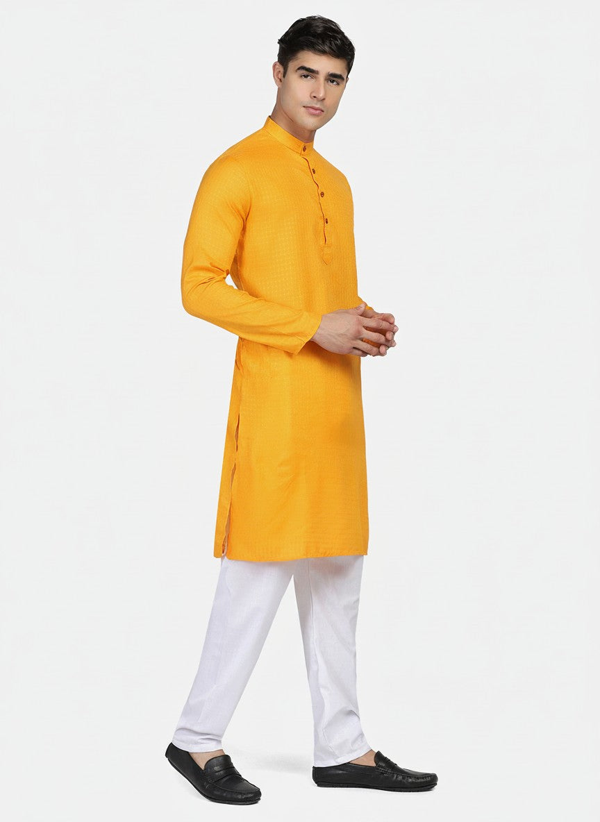 Men Yellow Slim Fit Kurta