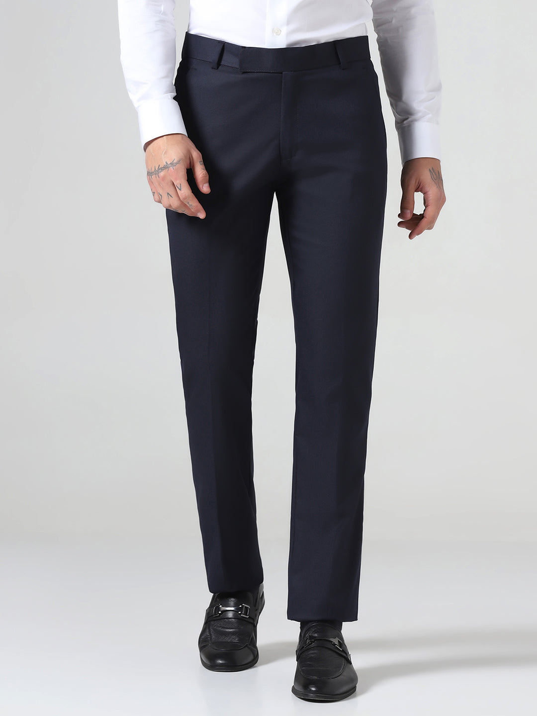 Blue Dobby Polofit Mens Trouser