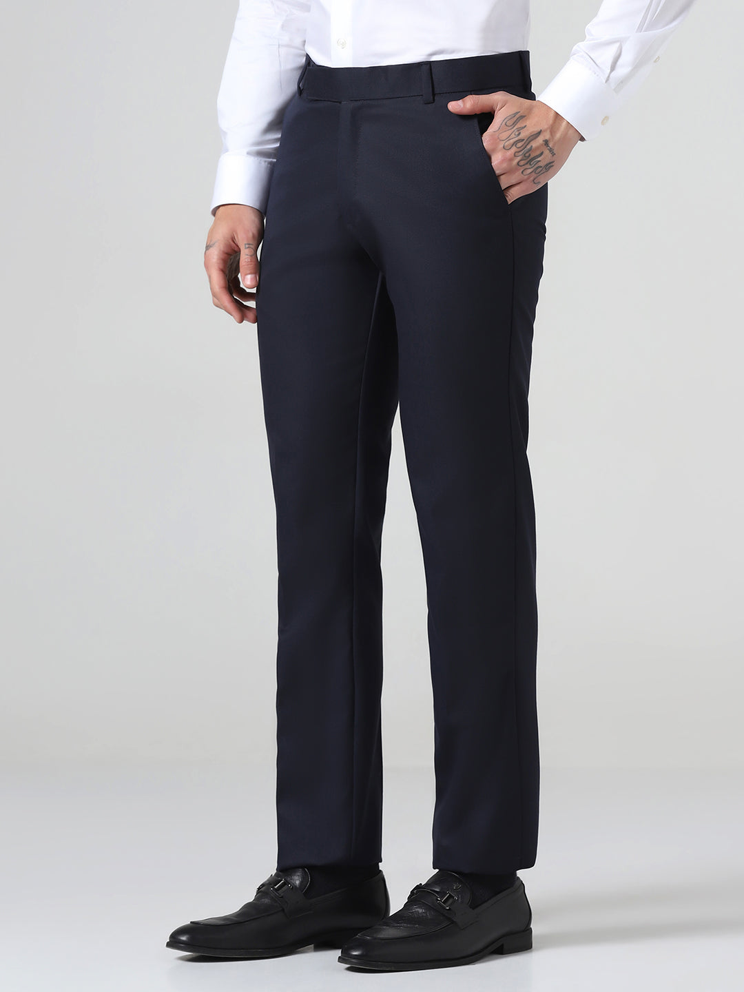 Blue Dobby Polofit Mens Trouser