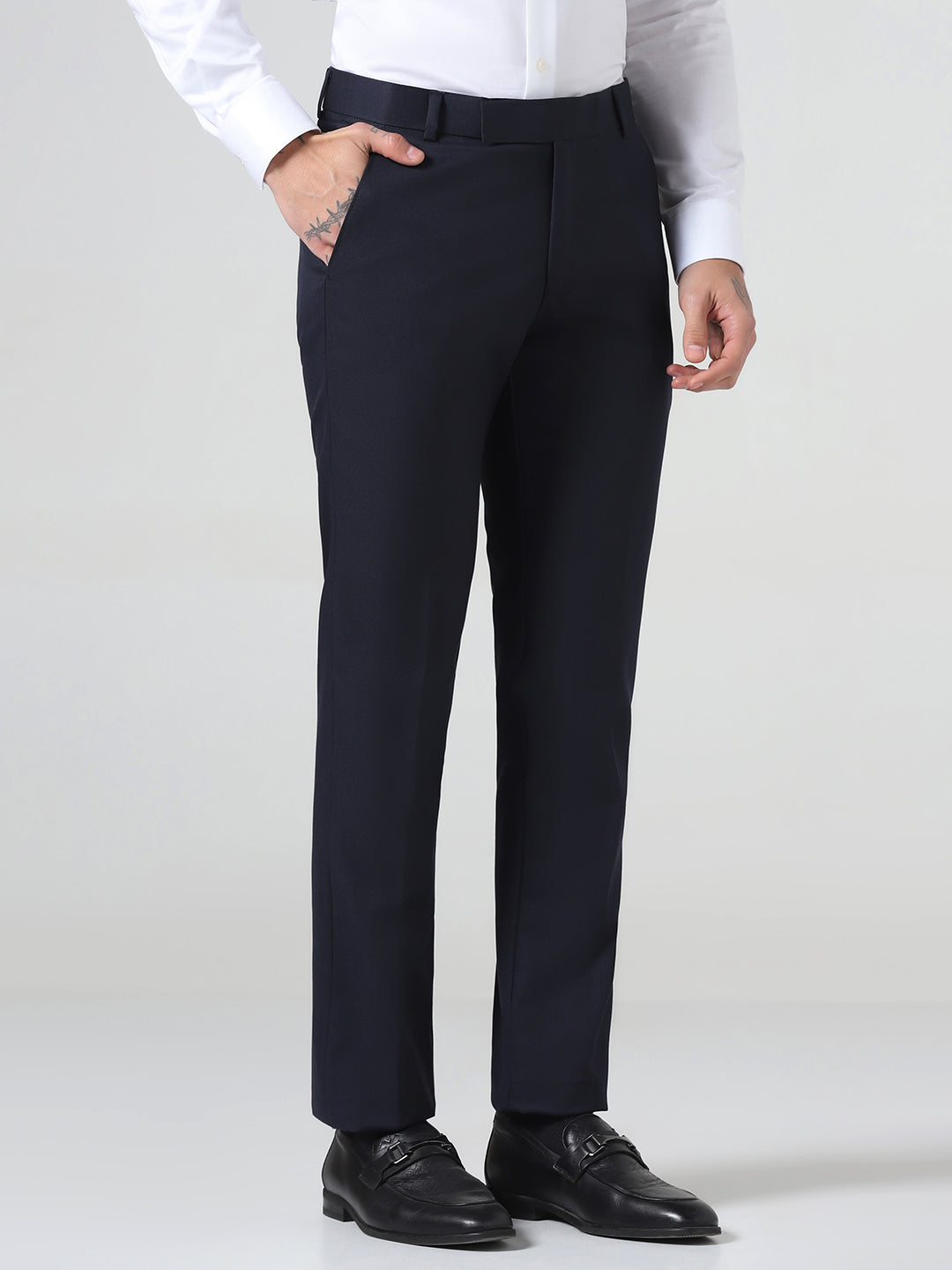Blue Dobby Polofit Mens Trouser