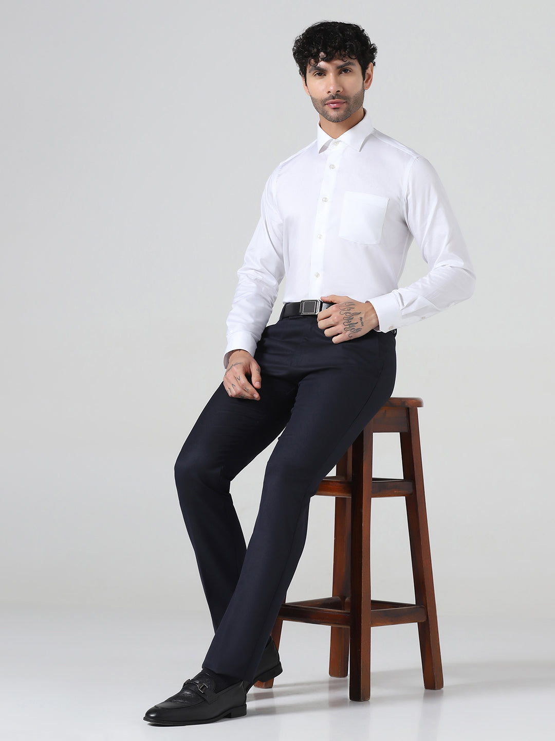 Blue Dobby Polofit Mens Trouser