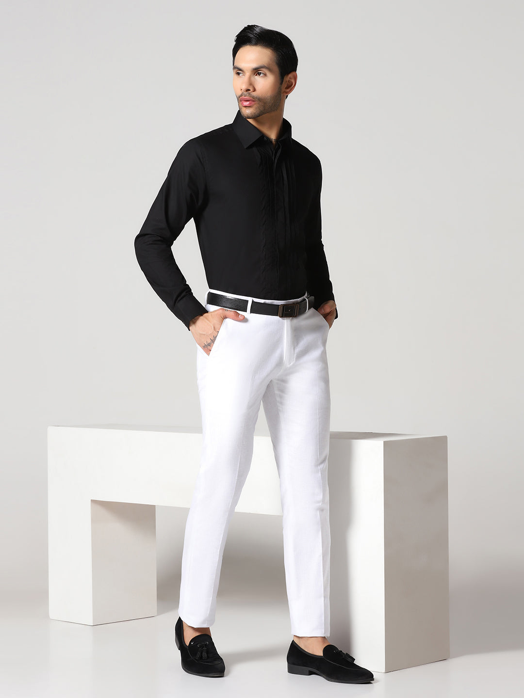 Men White Linen Trousers