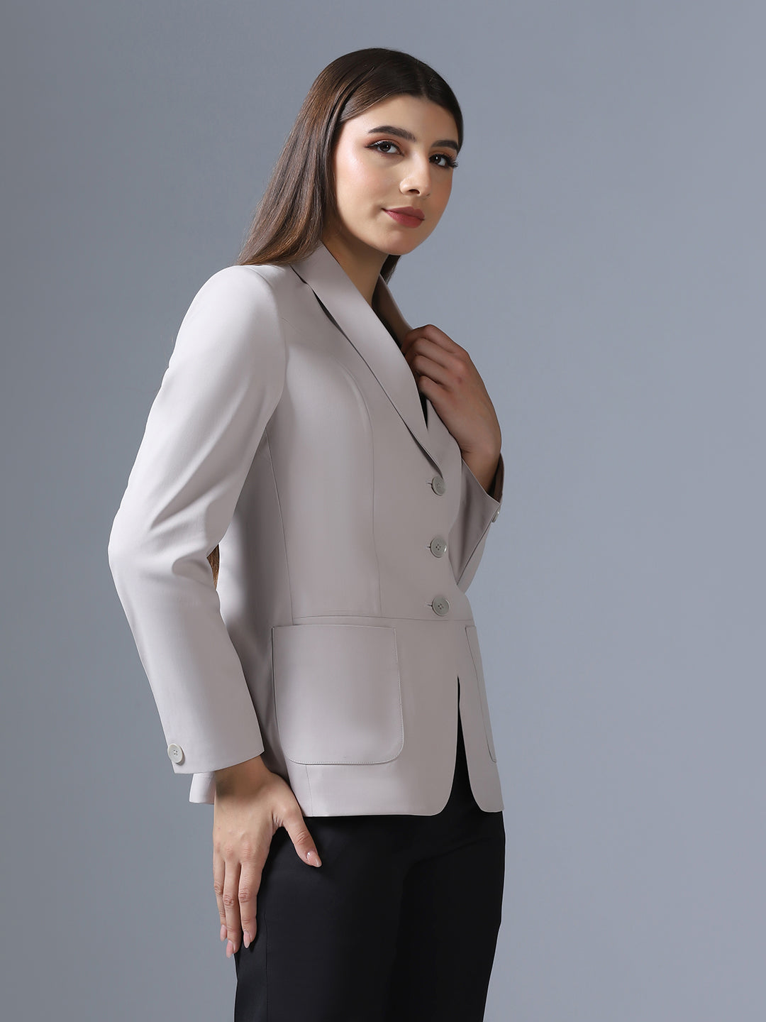 Women Beige Peplum Blazer - Tahvo India
