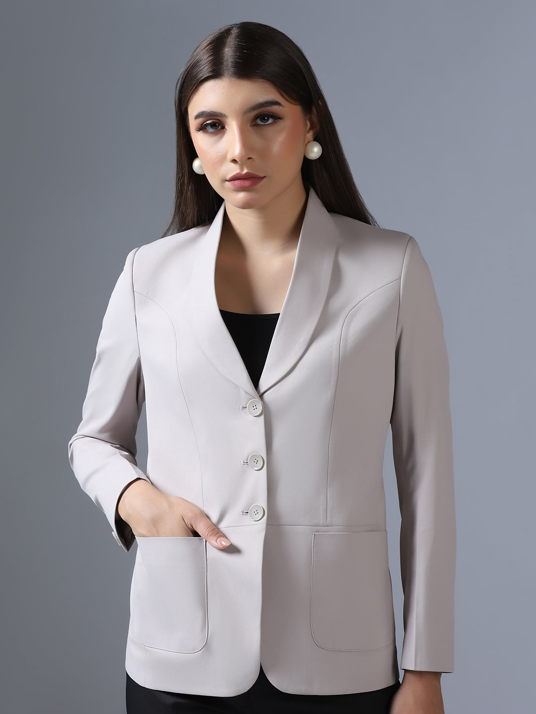Women Beige Peplum Blazer - Tahvo India
