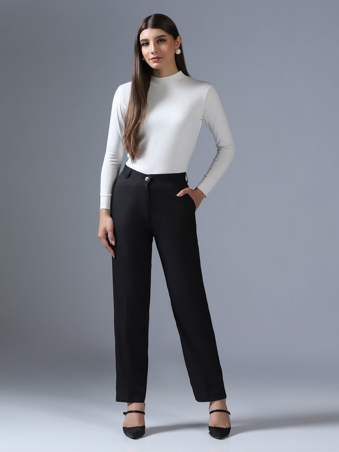 Women Black Slim Fit Trouser - Tahvo India