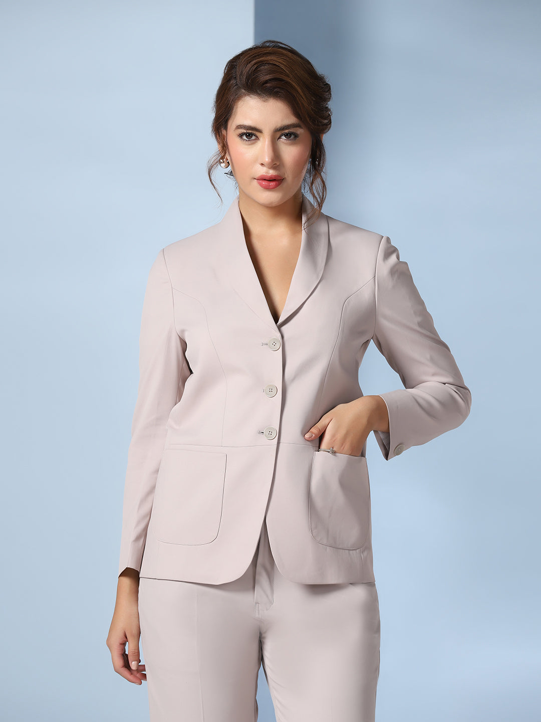 Women Beige peplum suit