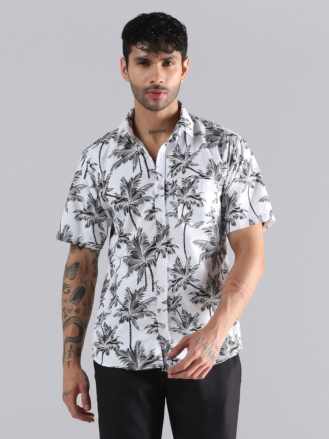 White Hawaiian Printed Half Sleeve Shirt