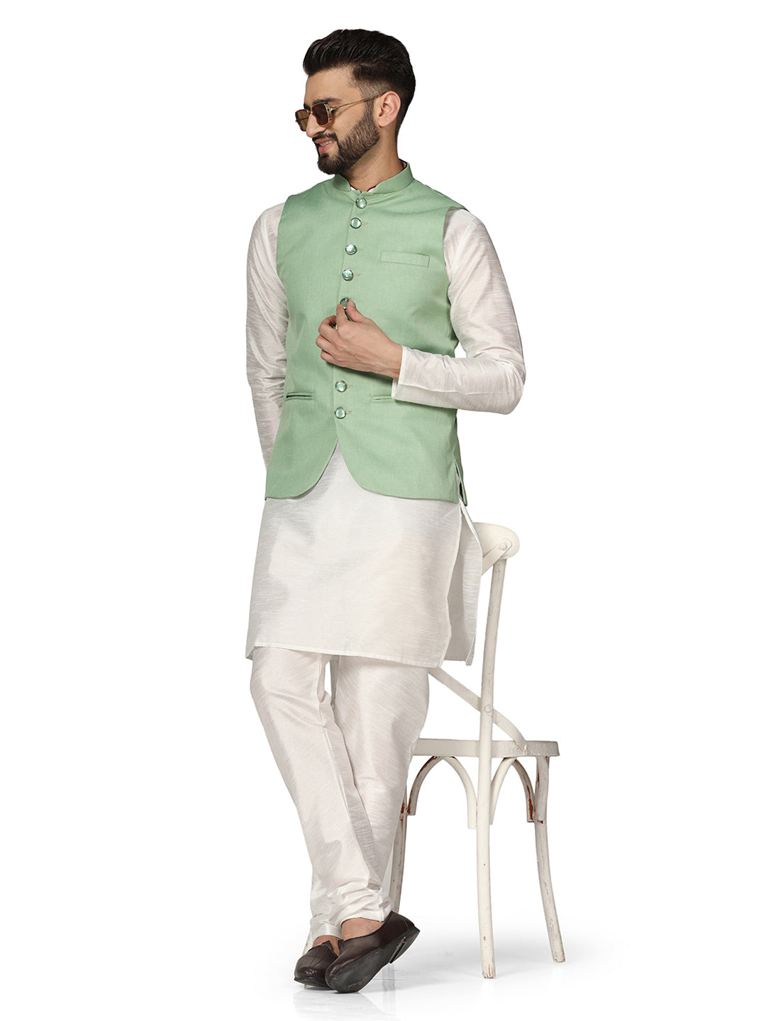 Men Kurta Set With Jacket - Tahvo India