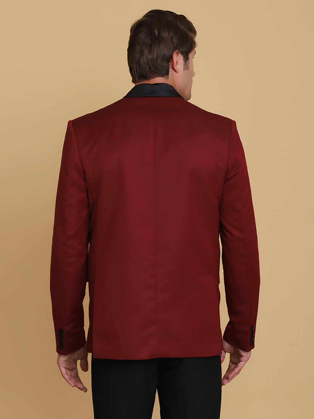 Men Maroon Tuxedo Suit - Tahvo India