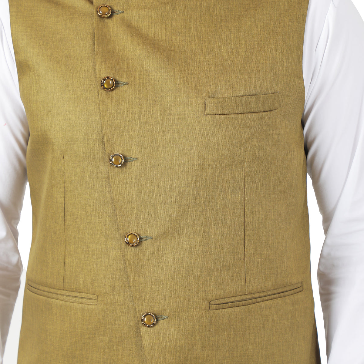 Men Mehndi Green Nehru Jacket