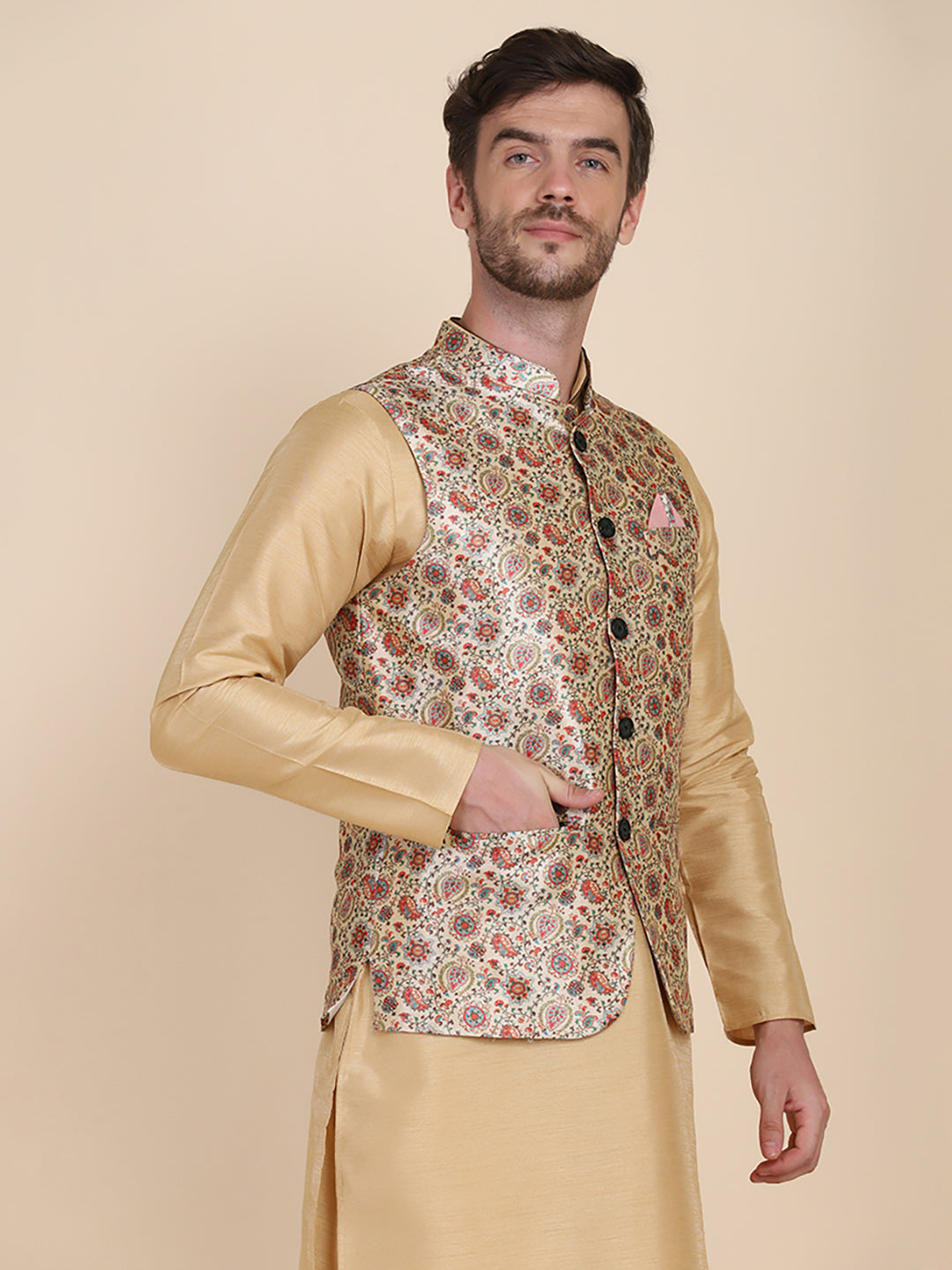 Men Kurta Set With Jacket - Tahvo India
