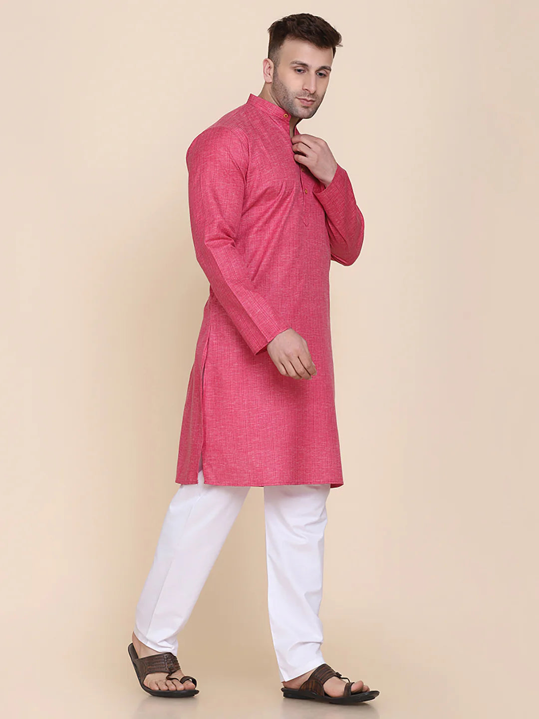 Men Pink Kurta Set