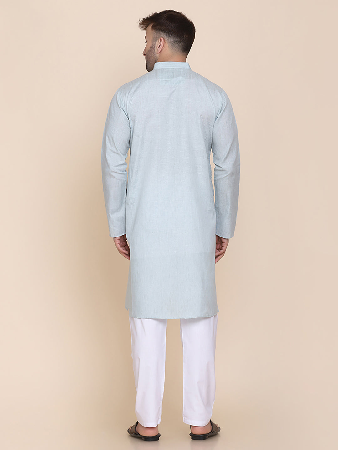 Men Aqua Blue Kurta Set - Tahvo India