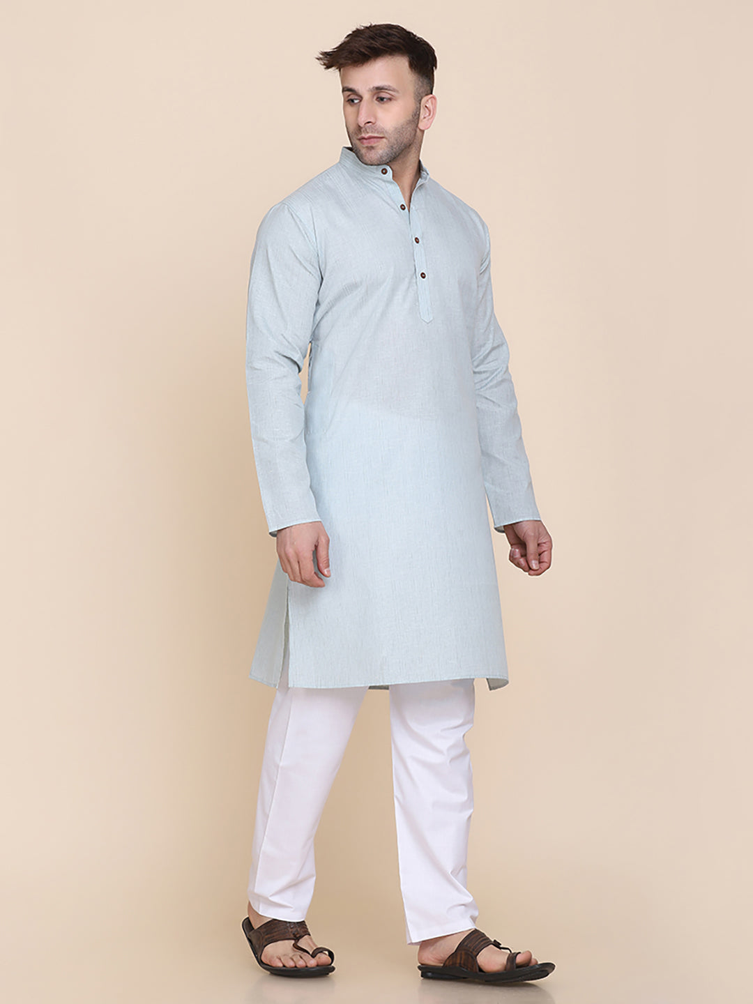 Men Sea Green Kurta set - Tahvo India
