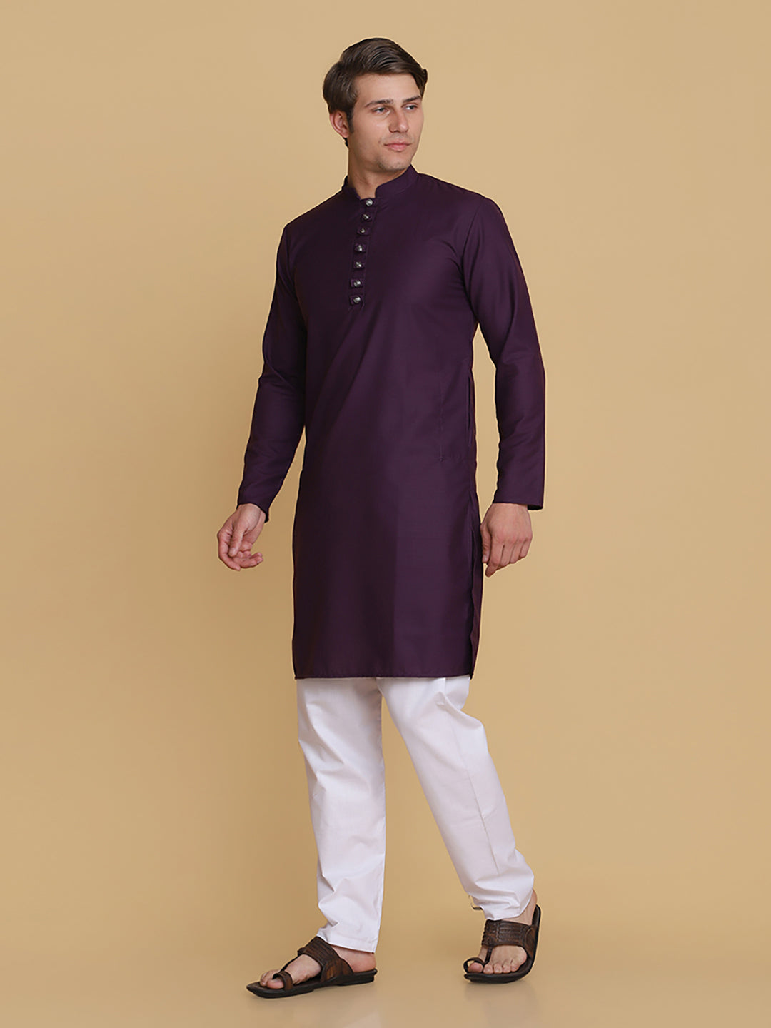 Men Purple Kurta Set - Tahvo India