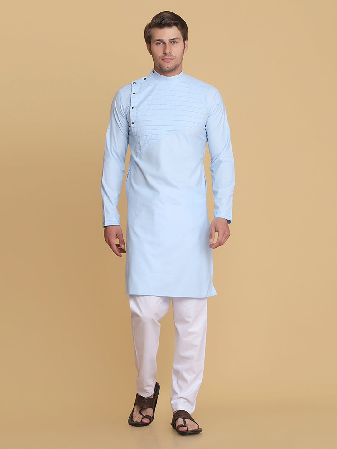 Men Sky blue Kurta Set - Tahvo India