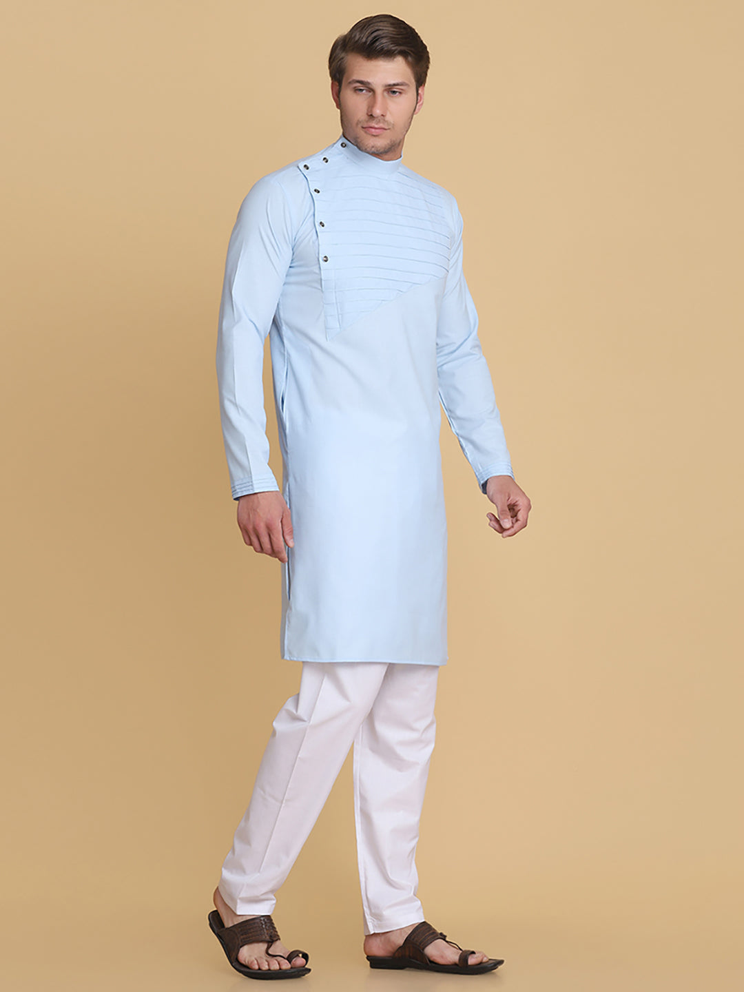Men Sky blue Kurta Set - Tahvo India
