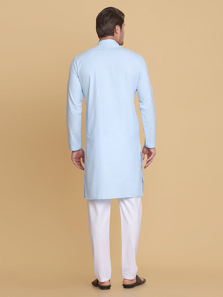 Men Sky blue Kurta Set - Tahvo India
