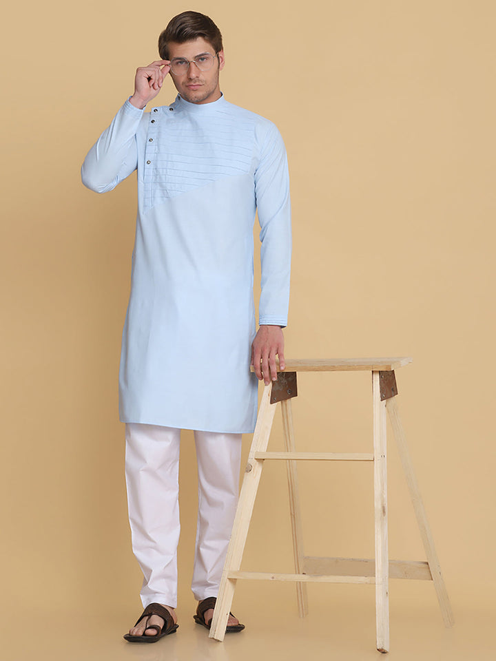 Men Sky blue Kurta Set - Tahvo India