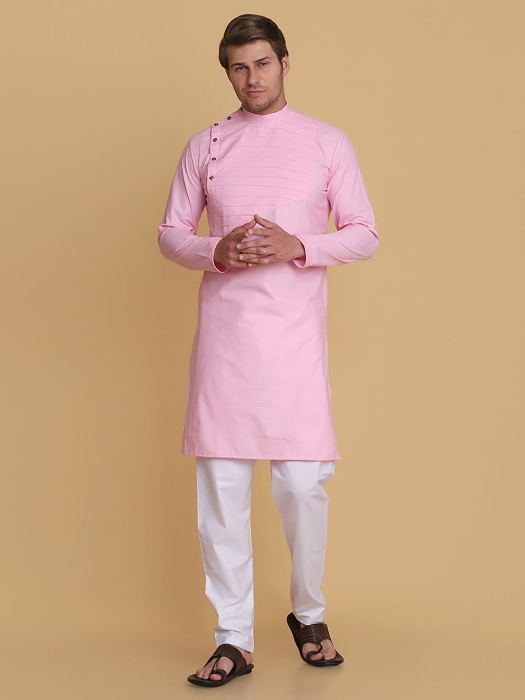 Men Pink Kurta Set - Tahvo India