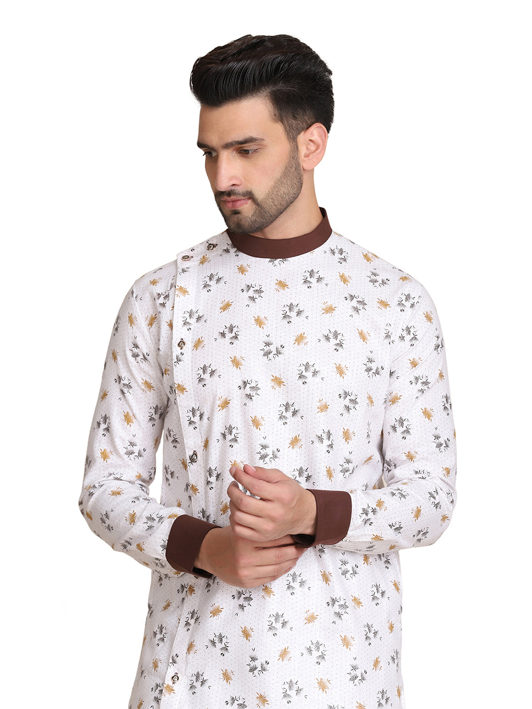 Men white asymmetrical Kurta Set - Tahvo India