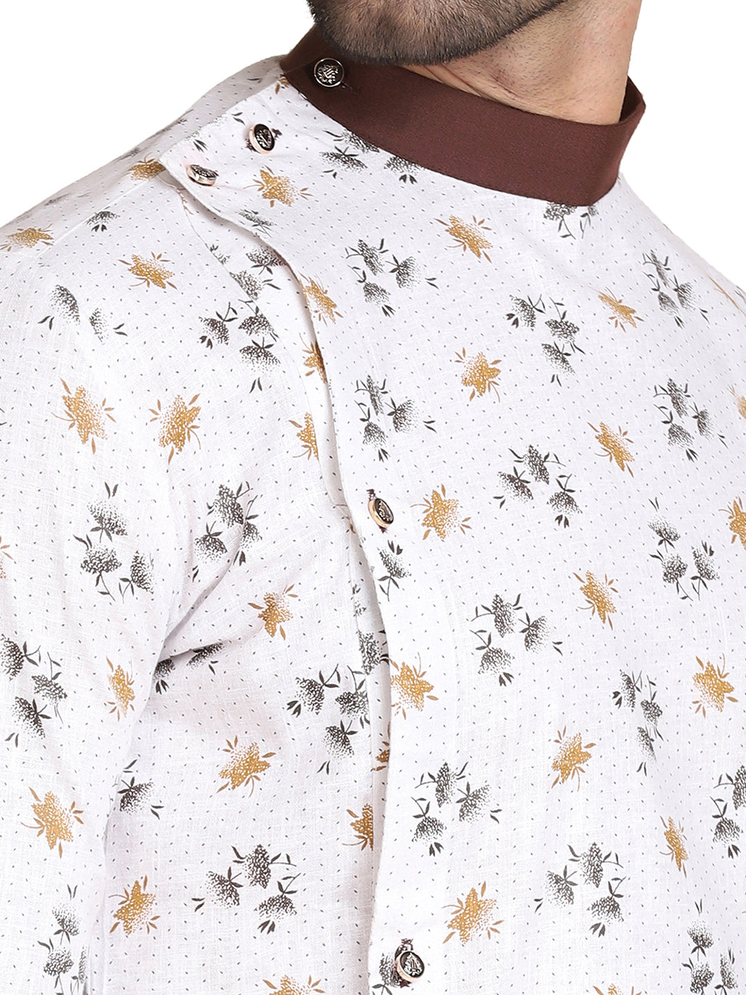 Men white asymmetrical Kurta Set - Tahvo India