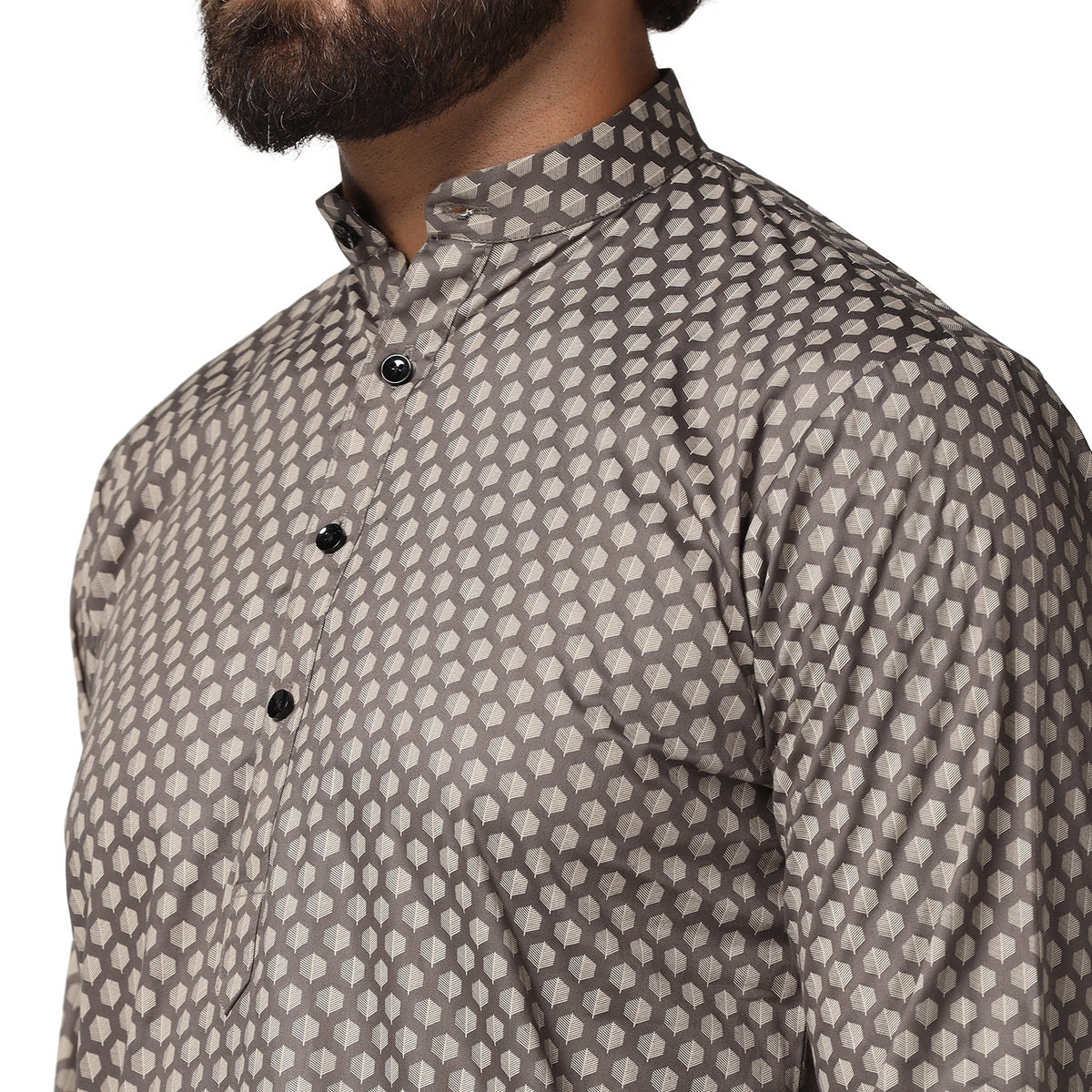Men Brown Printed Kurta Set