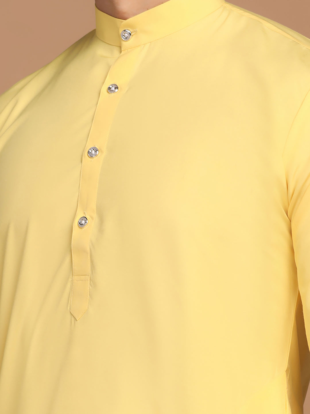 Men Solid Yellow Kurta Set - Tahvo India