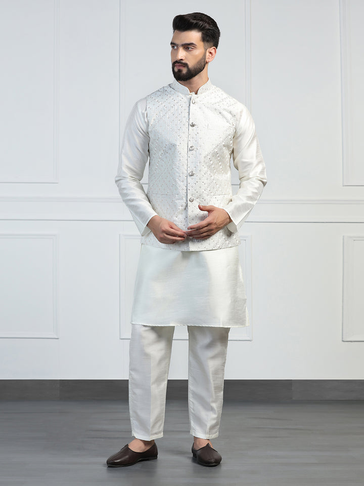 Men Embroidered Jacket With Kurta Pyjama - Tahvo India