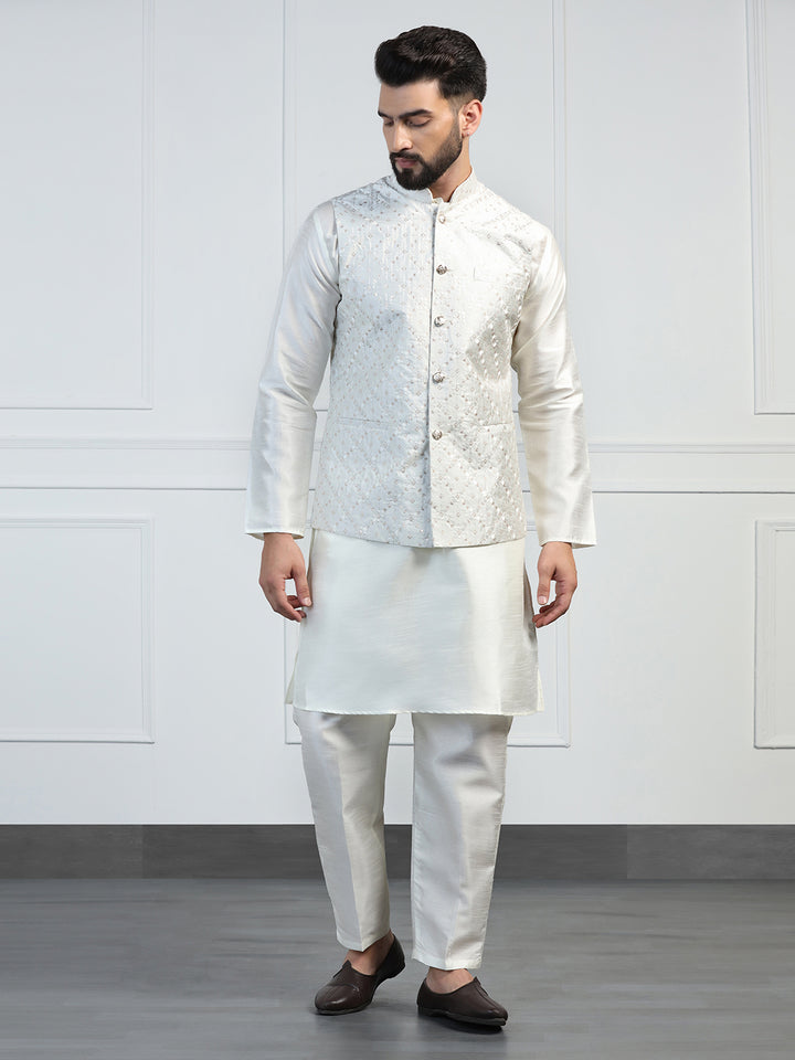 Men Embroidered Jacket With Kurta Pyjama - Tahvo India