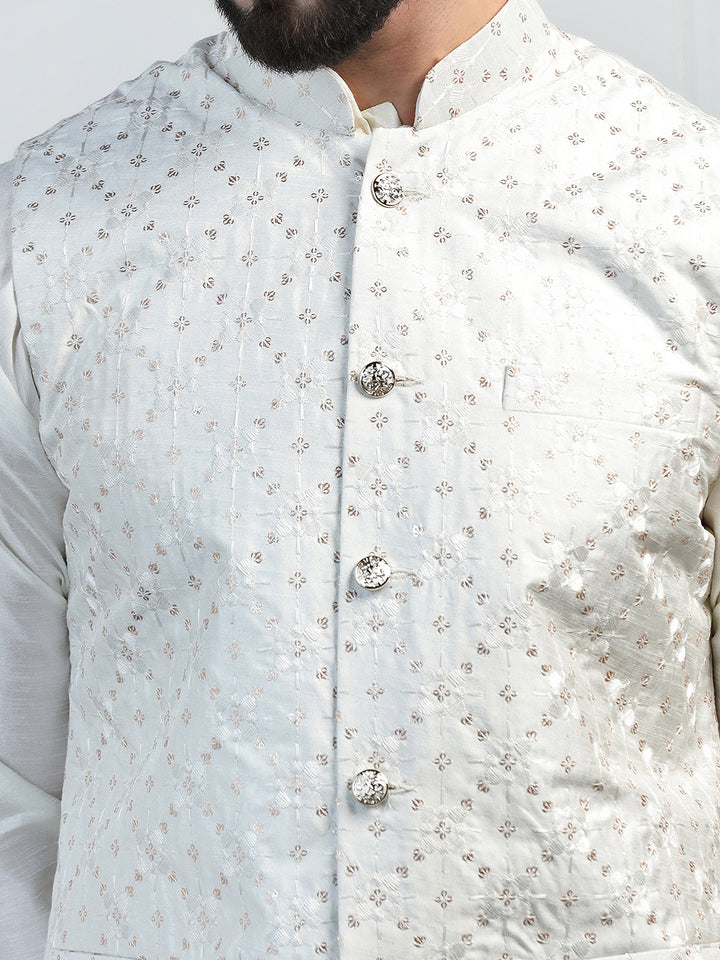 Men Embroidered Jacket With Kurta Pyjama - Tahvo India