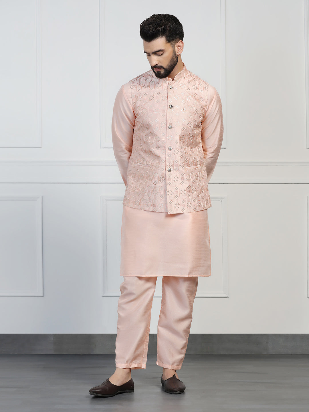 Men Embroidered Jacket With Kurta Pyjama - Tahvo India