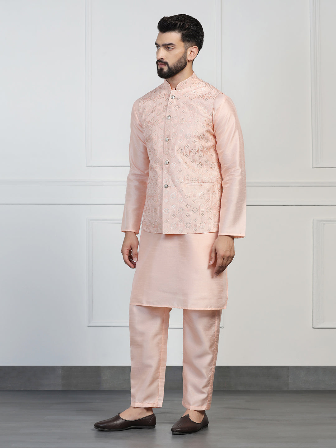 Men Embroidered Jacket With Kurta Pyjama - Tahvo India