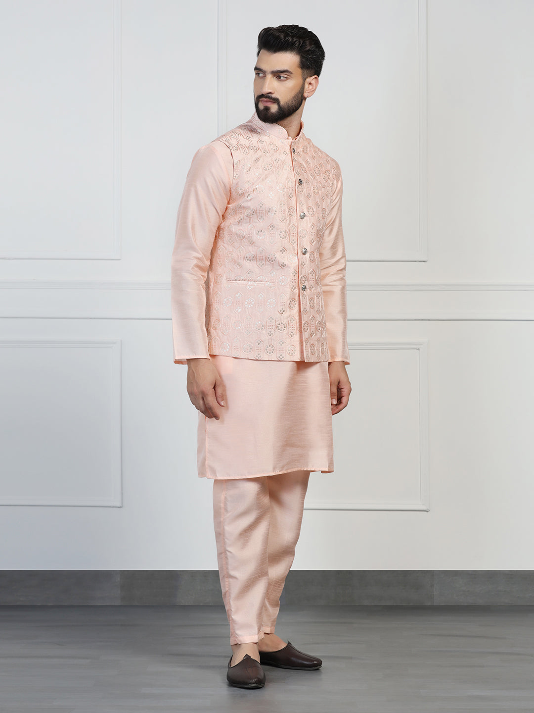 Men Embroidered Jacket With Kurta Pyjama - Tahvo India