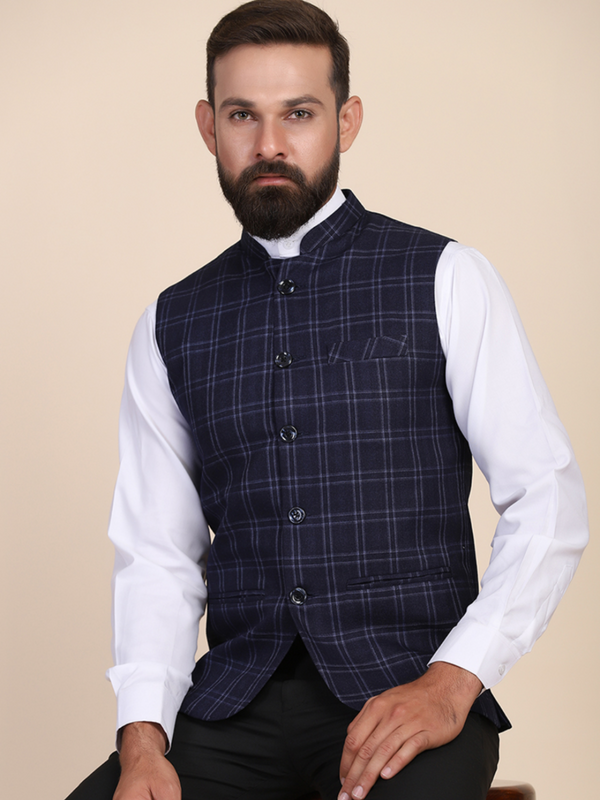 Men Blue Tweed Modi Jacket – Tahvo India