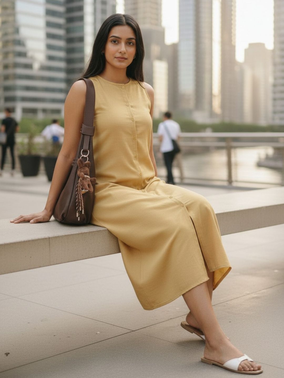 Women Solid Sleeveless Dress
