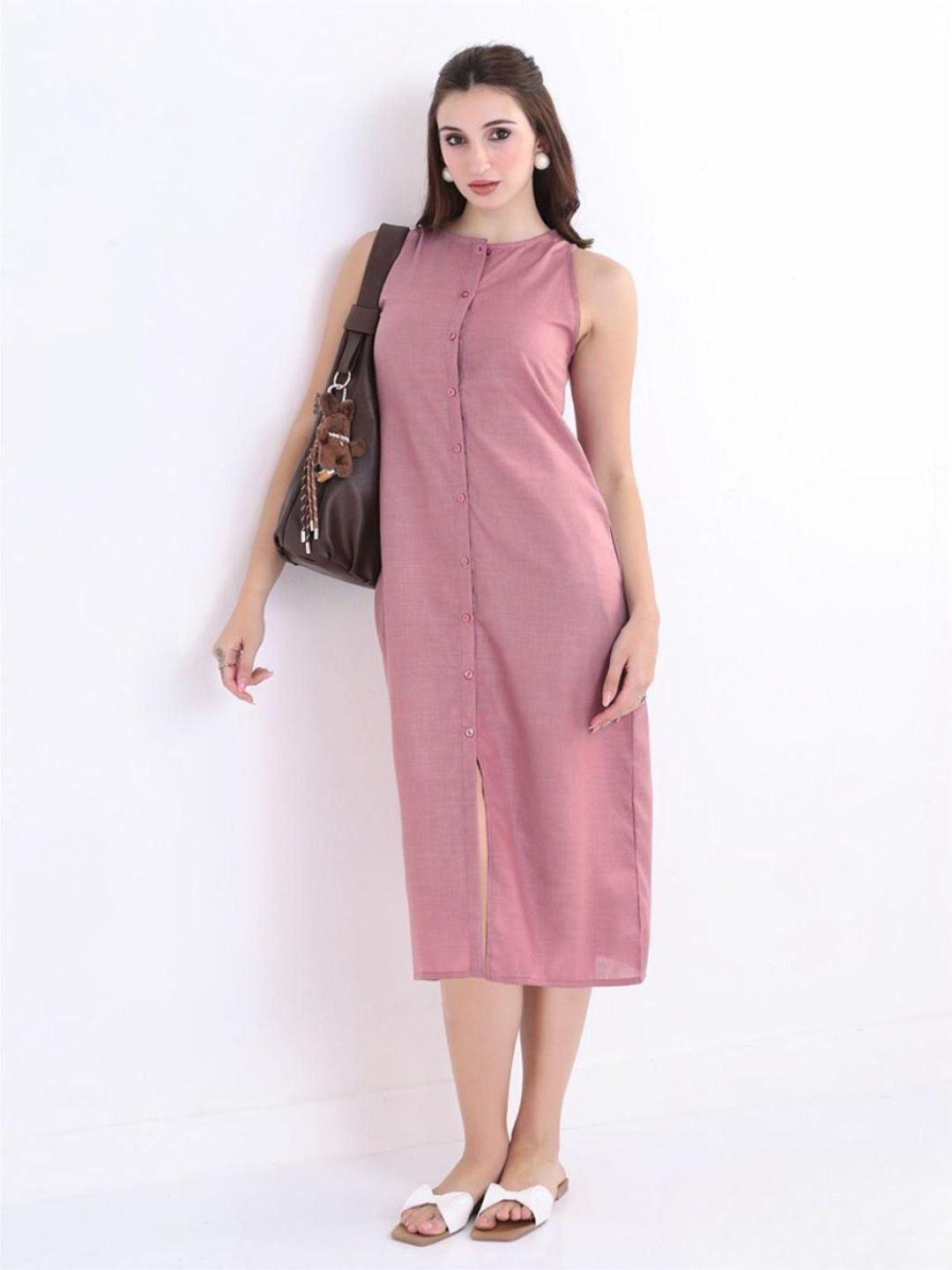 Women Pink Solid Dress