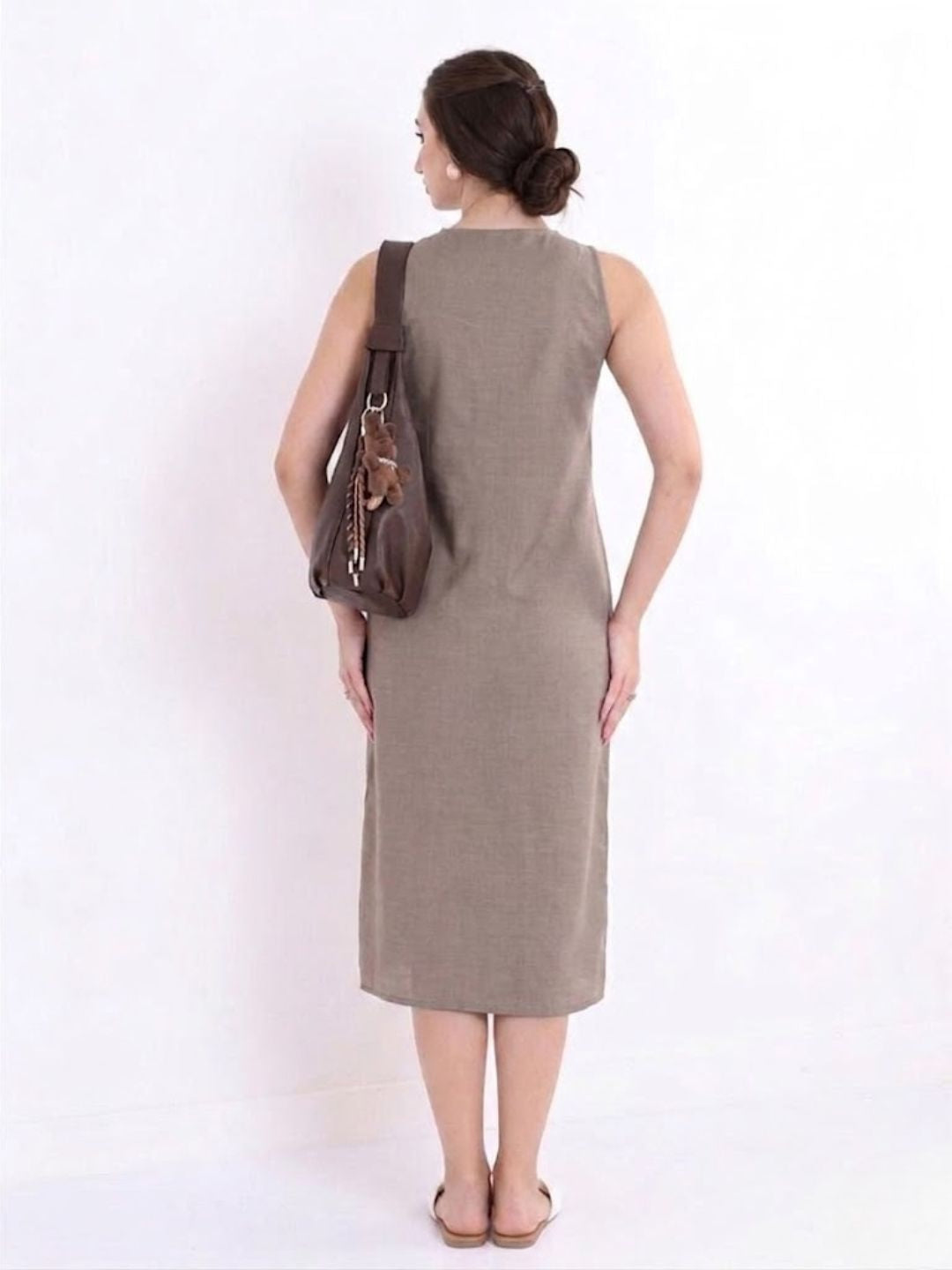 Women Brown Solid Dress
