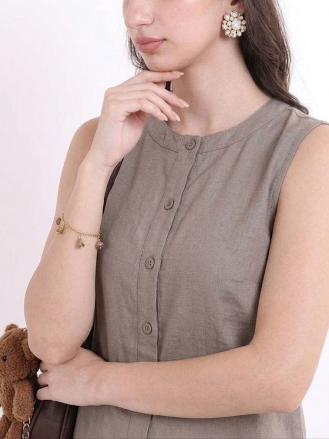 Women Brown Solid Dress
