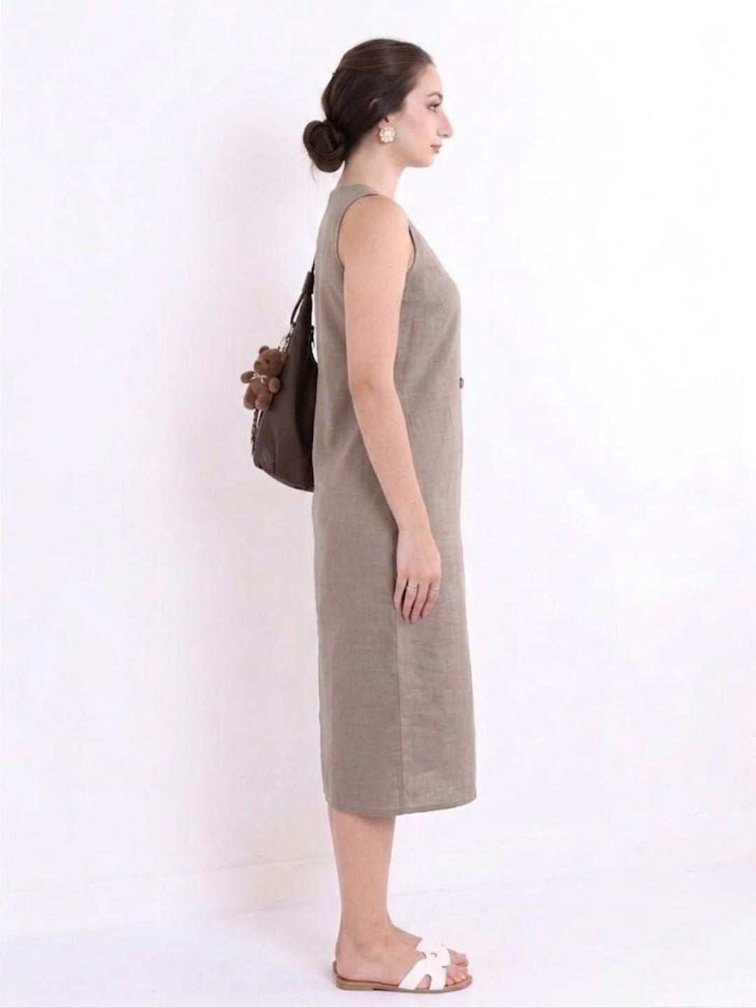 Women Brown Solid Dress