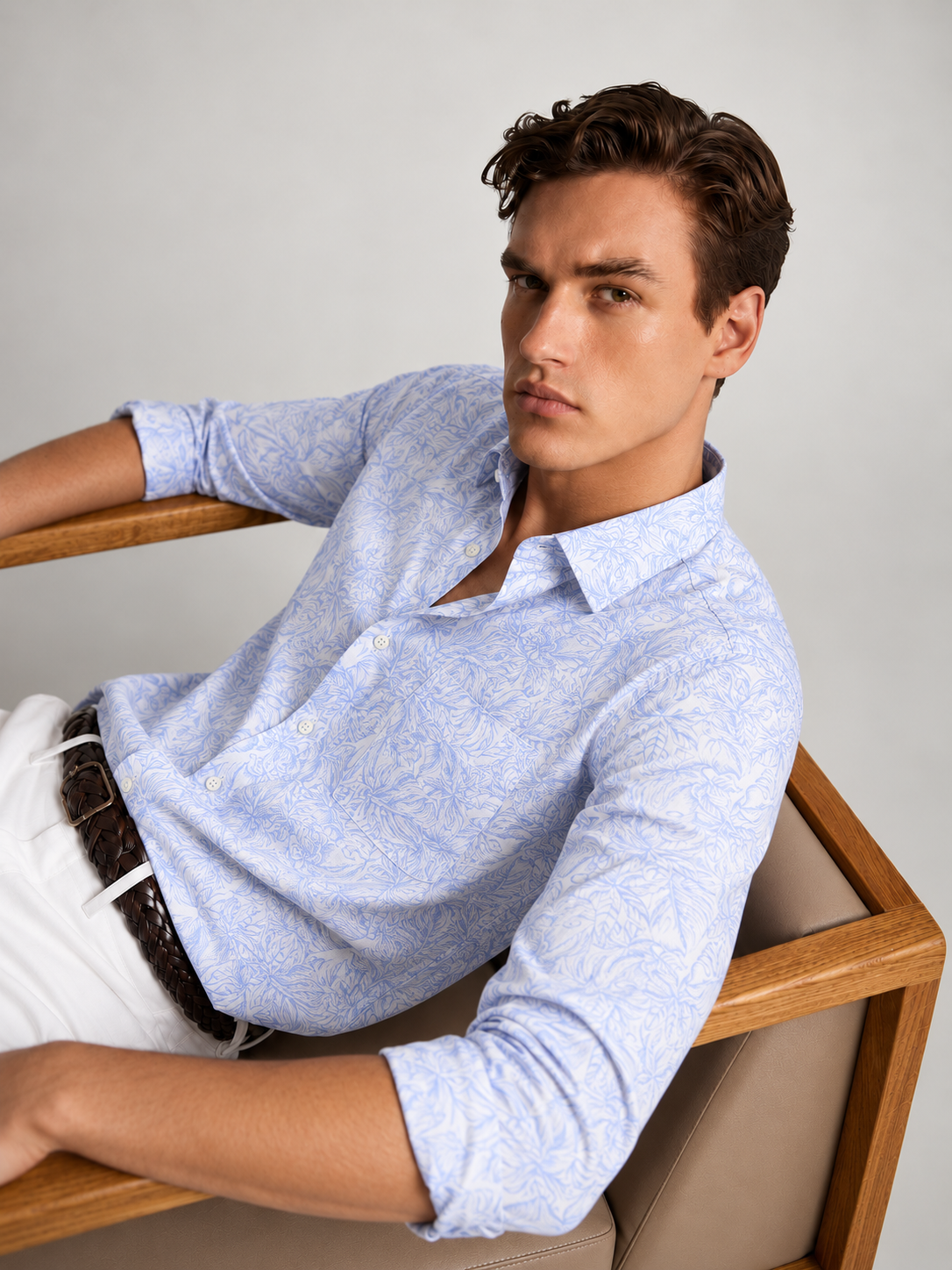 Men Blue Printed Shirt