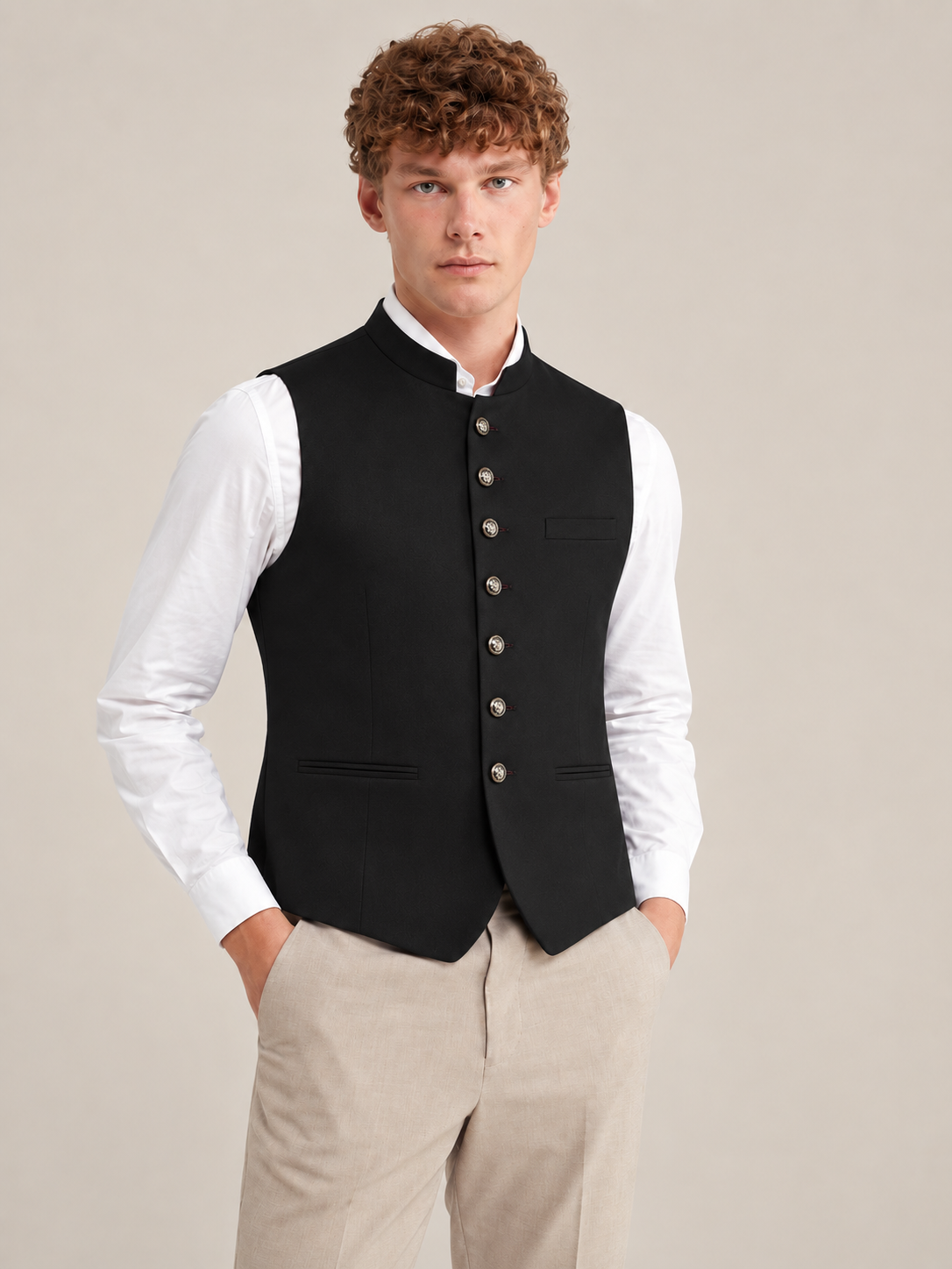 Men Black Solid Nehru Jacket
