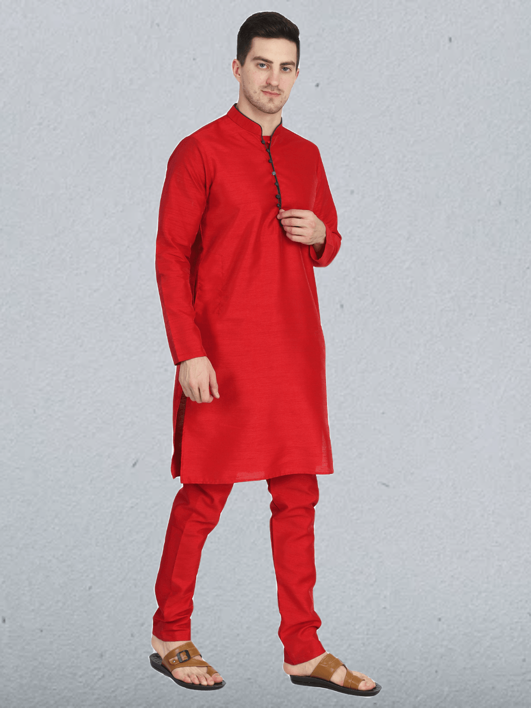 Men Red Kurta Set - Tahvo India