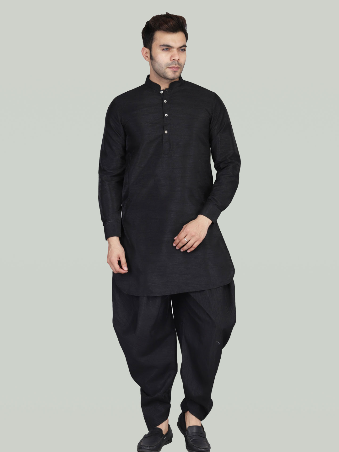 Men Black Dhoti Kurta Set - Tahvo India