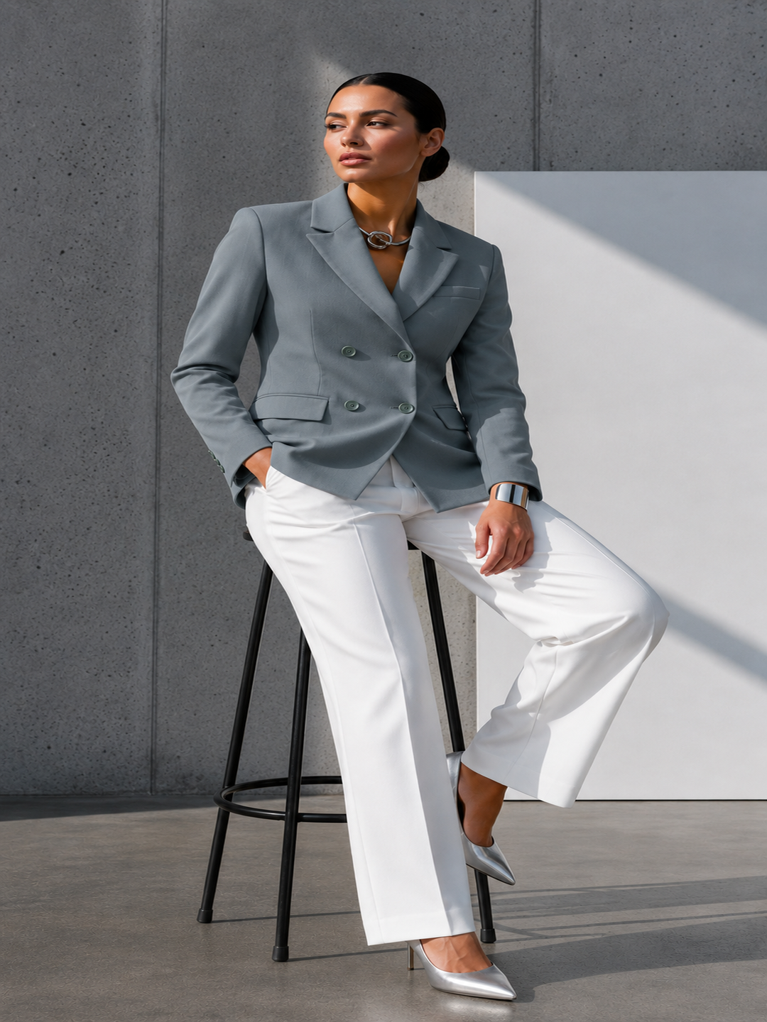 Women Green double breasted blazer