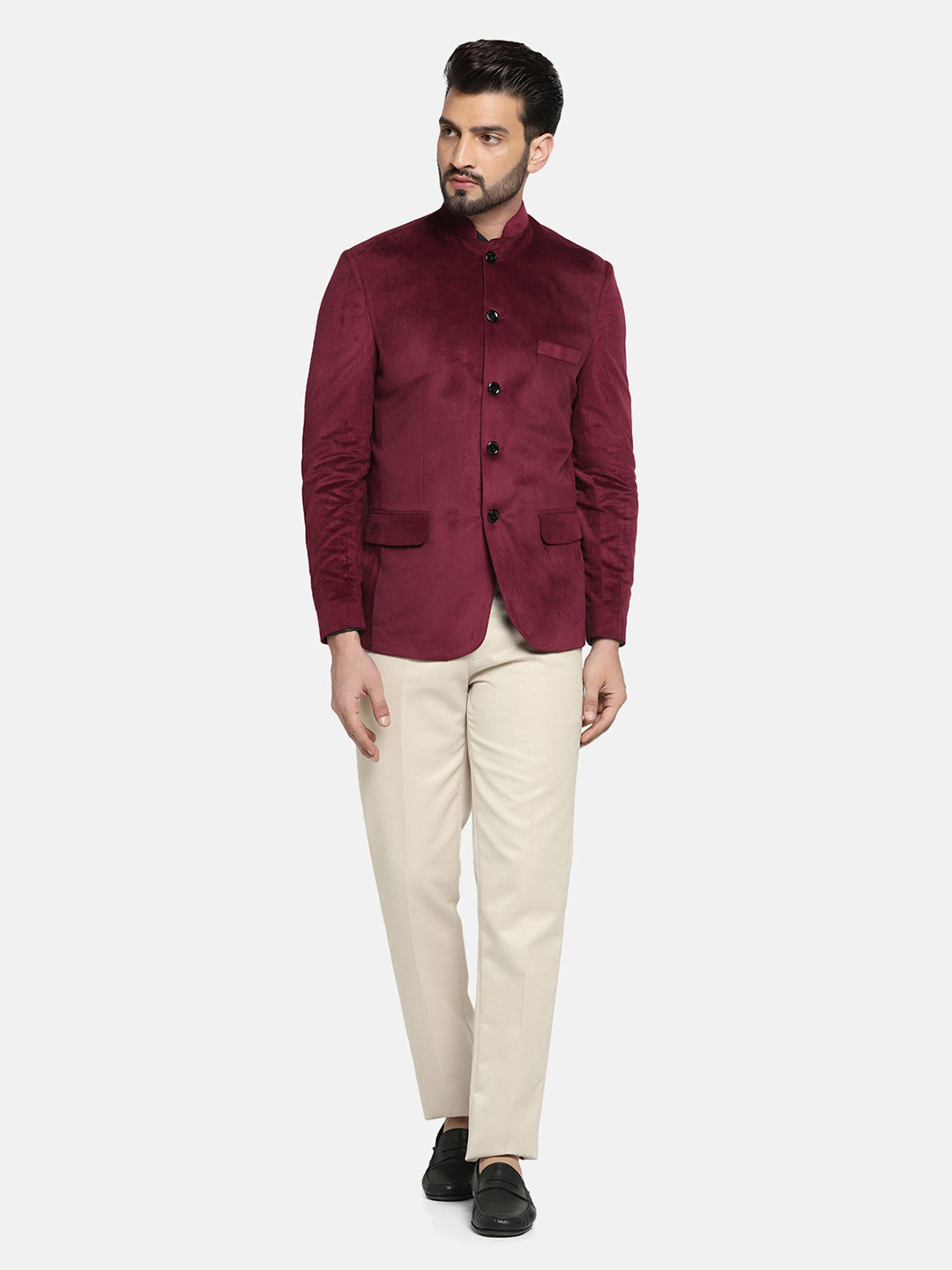 Men Velvet Bandhgala Blazer - Tahvo India