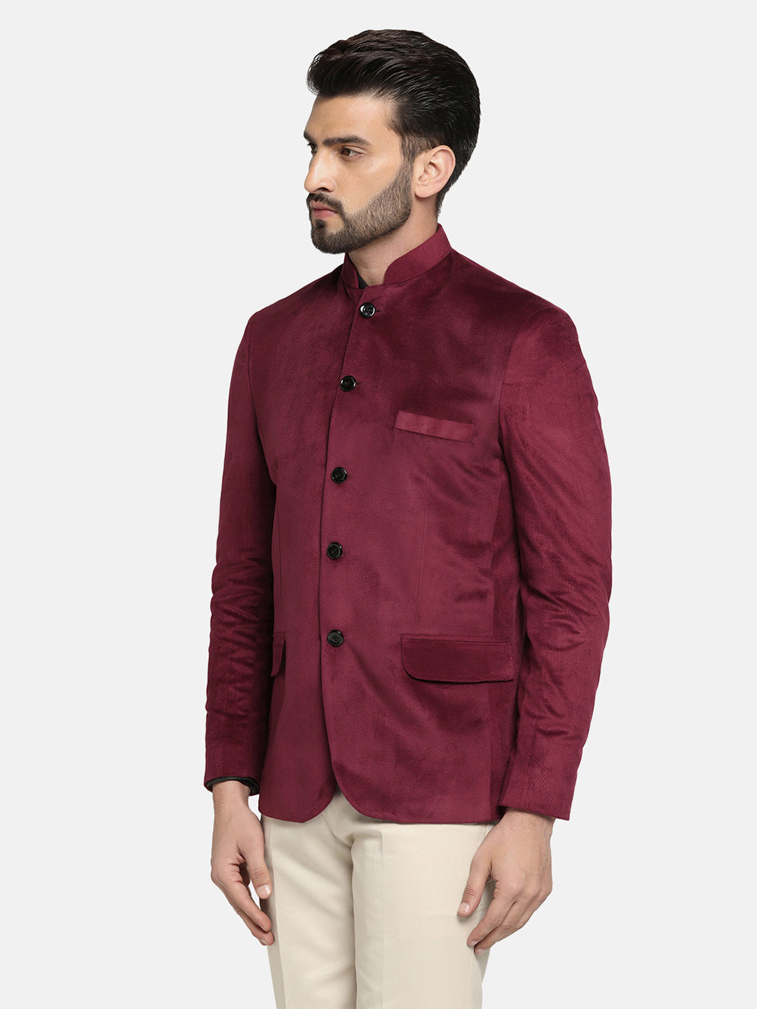 Men Velvet Bandhgala Blazer - Tahvo India