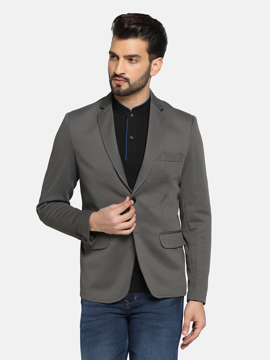 Men Grey Blazer - Tahvo India